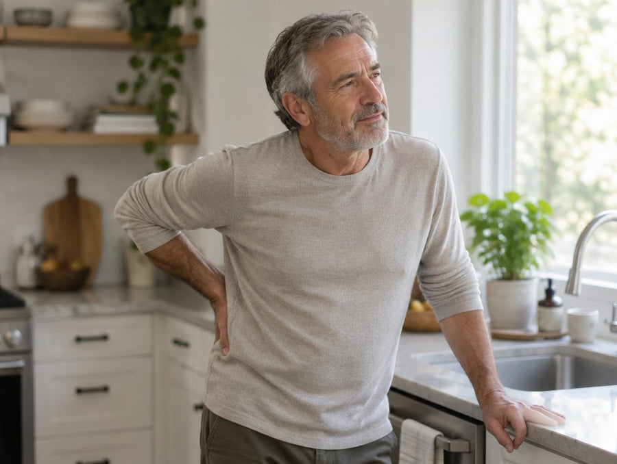 Man easing his lower back